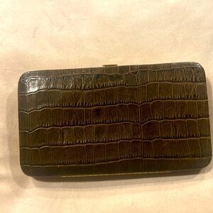 Ellen Tracy Brown Croco Embossed Wallet